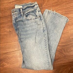 Abercrombie & Fitch High Rise Straight Leg Jeans with Slit